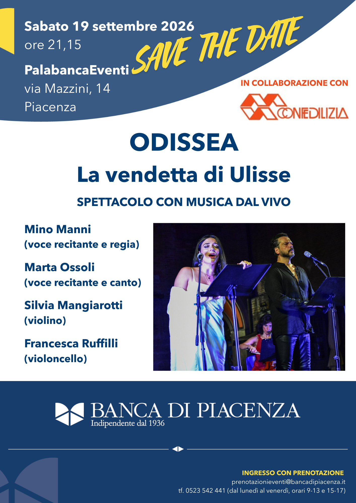ODISSEA La vendetta di Ulisse con Mino Manni SAVE THE DATE sabato 19 settembre ore 21,15