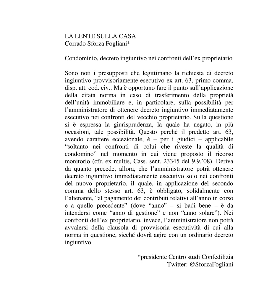 LENTE SULLA CASA