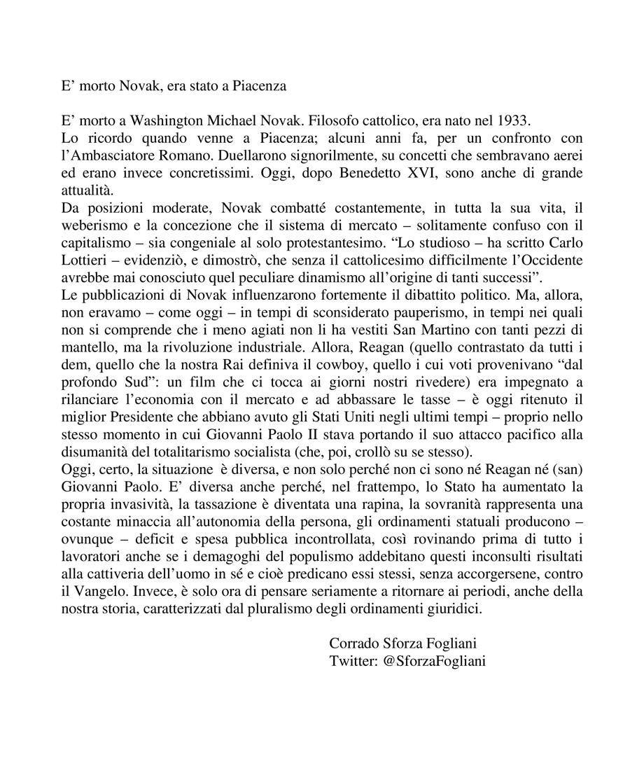 E' MORTO NOVAK
