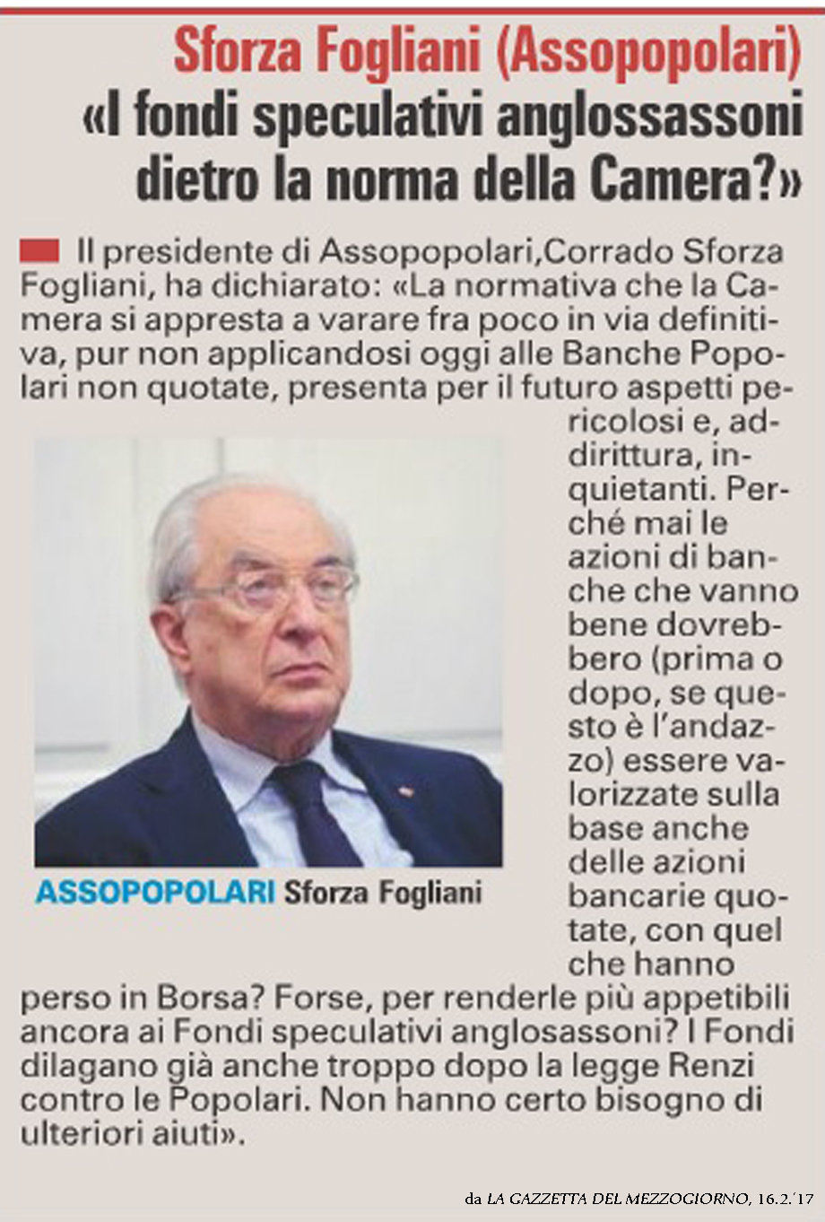 I FONDI SPECULATIVI ANGLOSASSONI DIETRO LA NORMA DELLA CAMERA?
