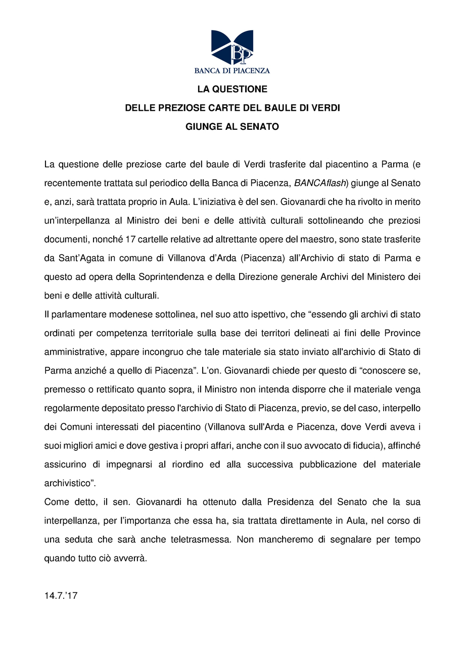 COMUNICATO STAMPA
