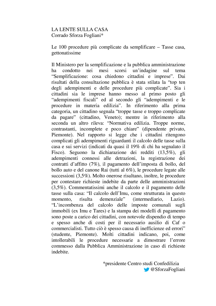 Le 100 procedure più complicate da semplificare  Tasse casa, gettonatissime