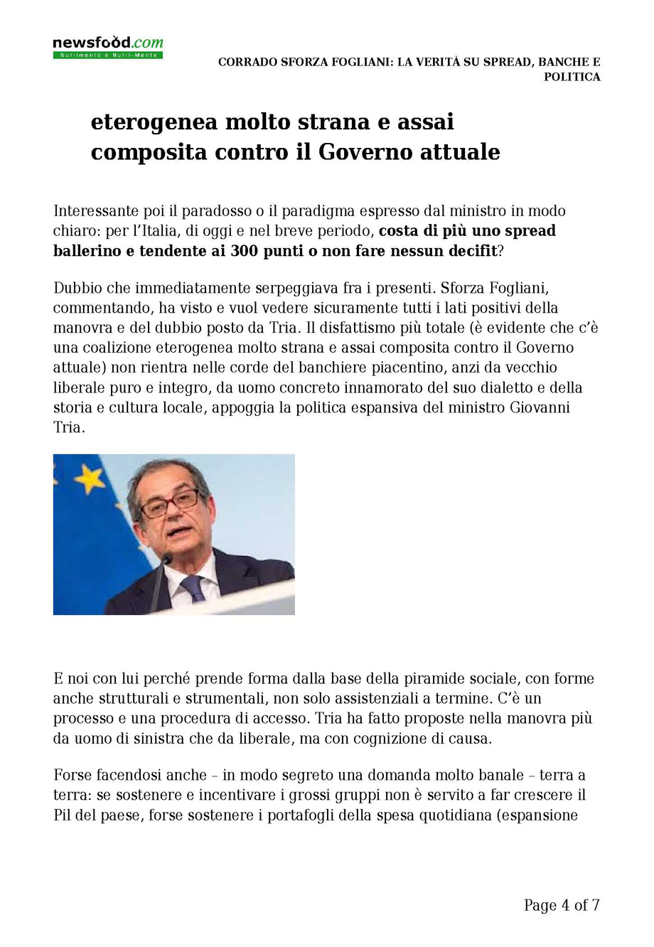 Sforza Fogliani: la verità su spread, banche e politica