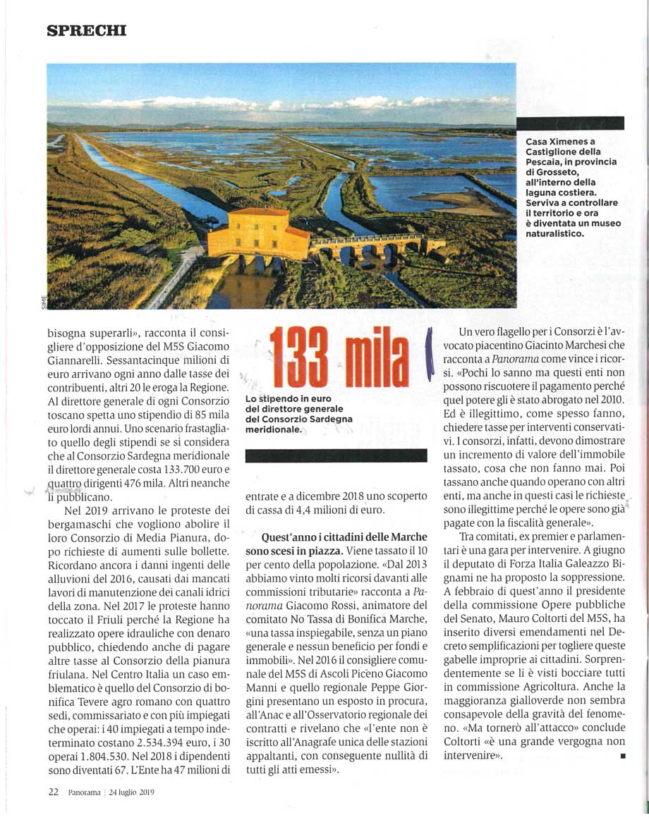 Su Panorama l'avvocato piacentino "flagello dei consorzi di bonifica"