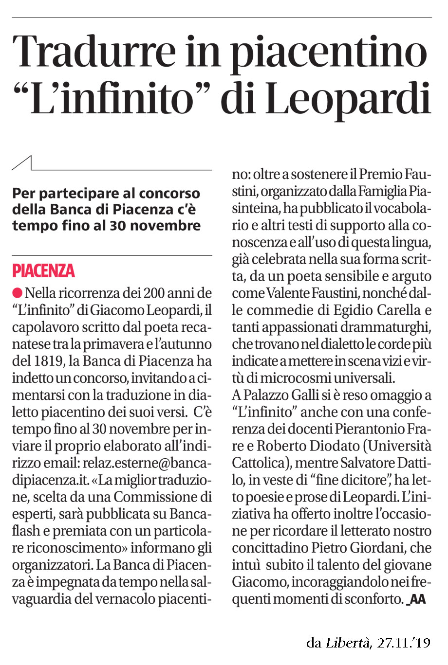 Libertà, 27.11.'19