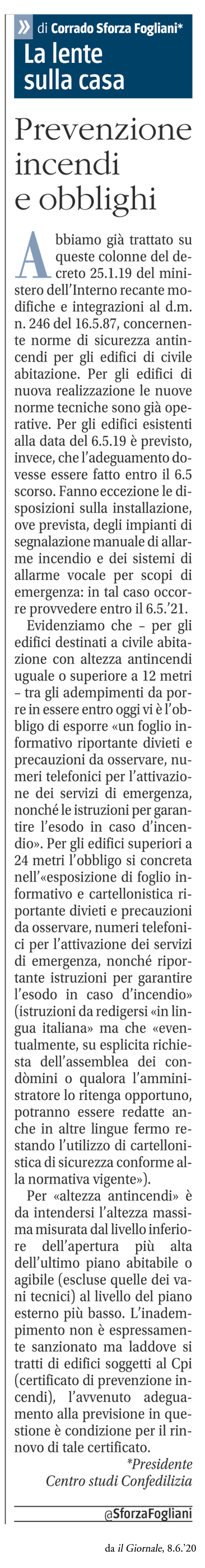 il Giornale, 8.6.'20