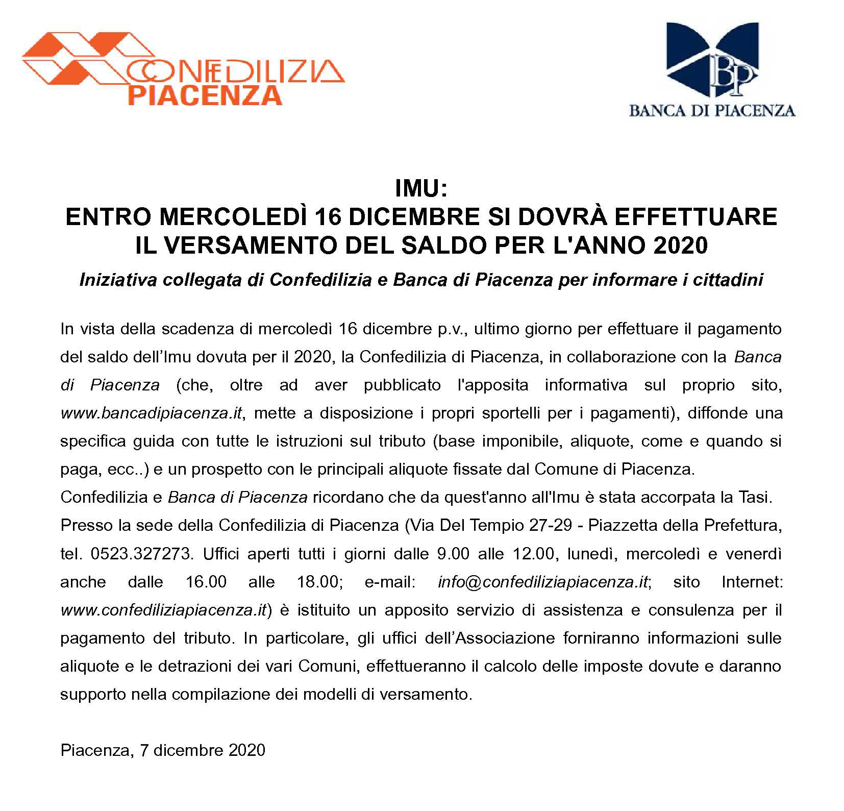 Comunicato IMU