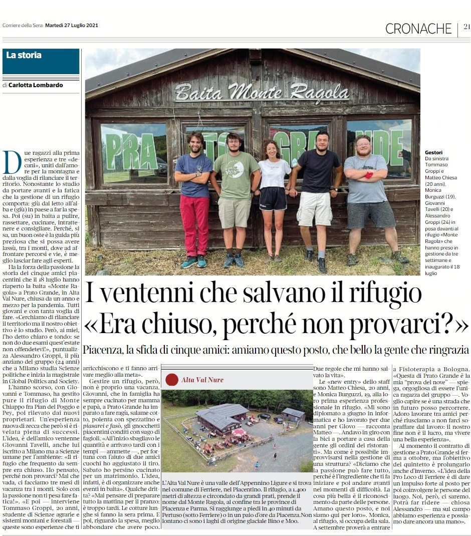 i ventenni che salvano il rifugio