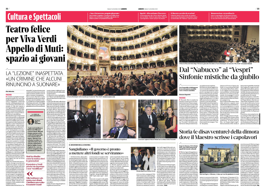 SUCCESSO PER IL CONCERTO DI MUTI AL MUNICIPALE SOSTENUTO DALLA BANCA