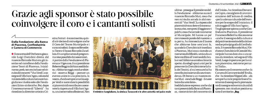 SUCCESSO PER IL CONCERTO DI MUTI AL MUNICIPALE SOSTENUTO DALLA BANCA
