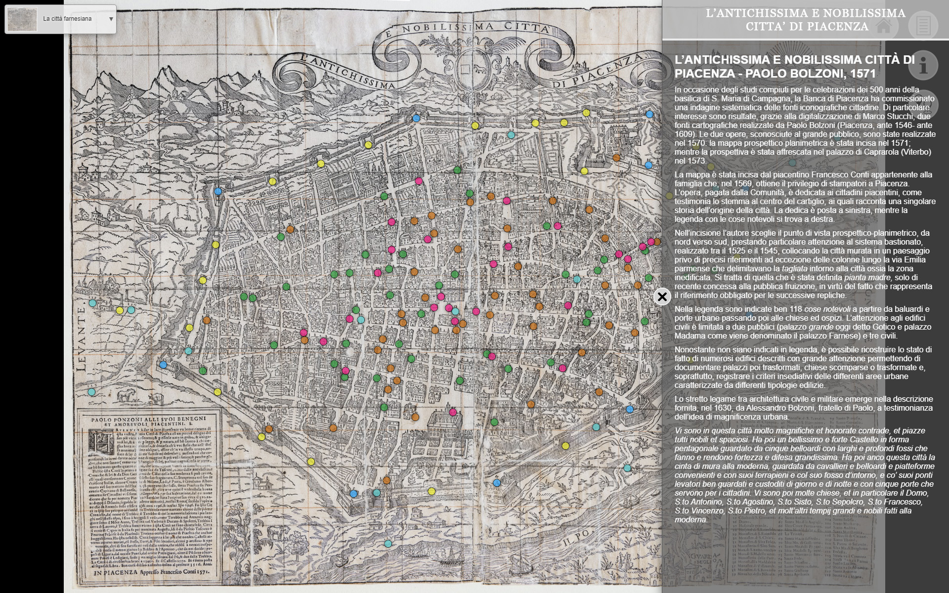LA PIACENZA DEL '500 NON HA PIU' SEGRETI GRAZIE ALLA DIGITALIZZAZIONE DELLA MAPPA DI PAOLO BOLZONI